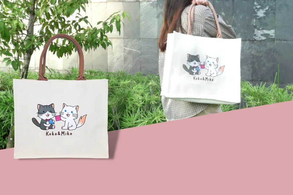 Koko and Miko canvas tote bags
